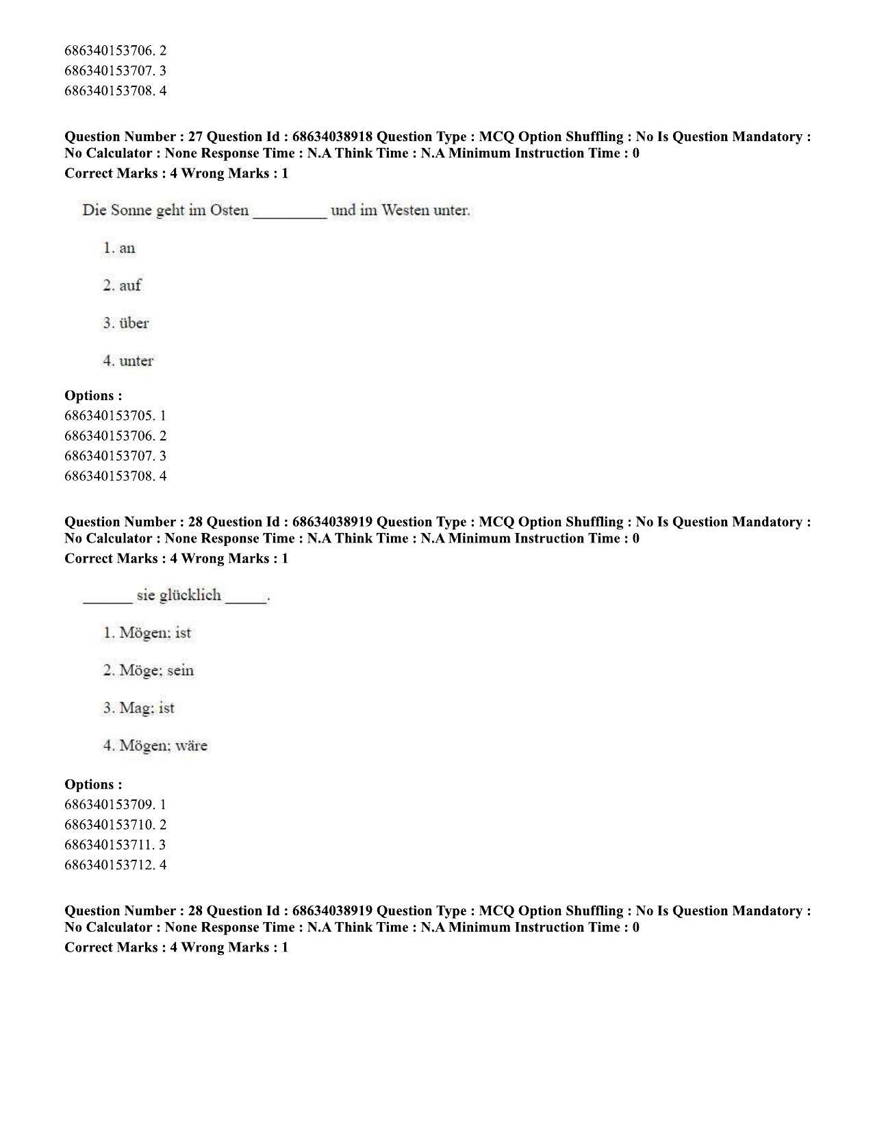 CUET PG 2023: LAQP12 – German (Hin) - Shift 2 (25-06-2023) Question Paper - Page 42