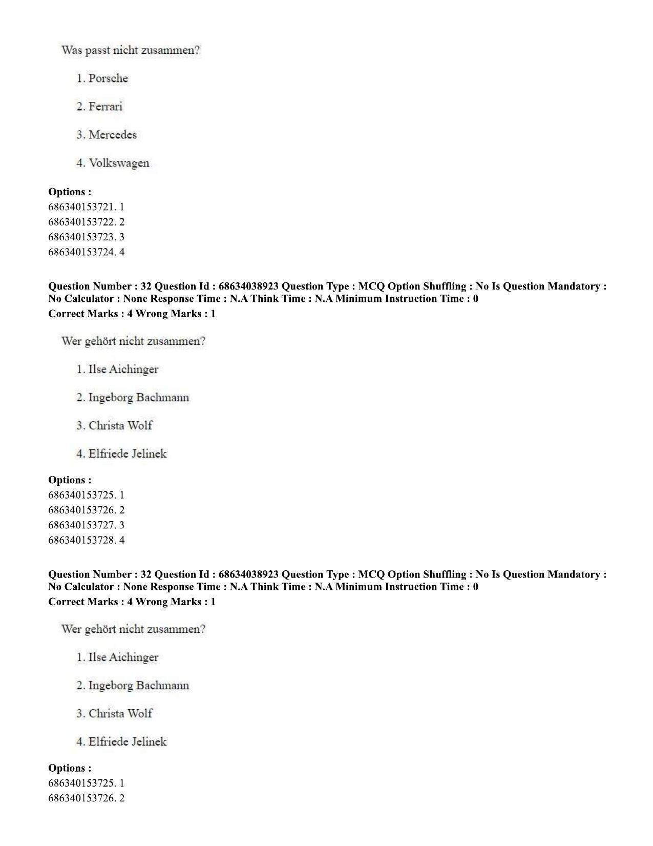 CUET PG 2023: LAQP12 – German (Hin) - Shift 2 (25-06-2023) Question Paper - Page 47