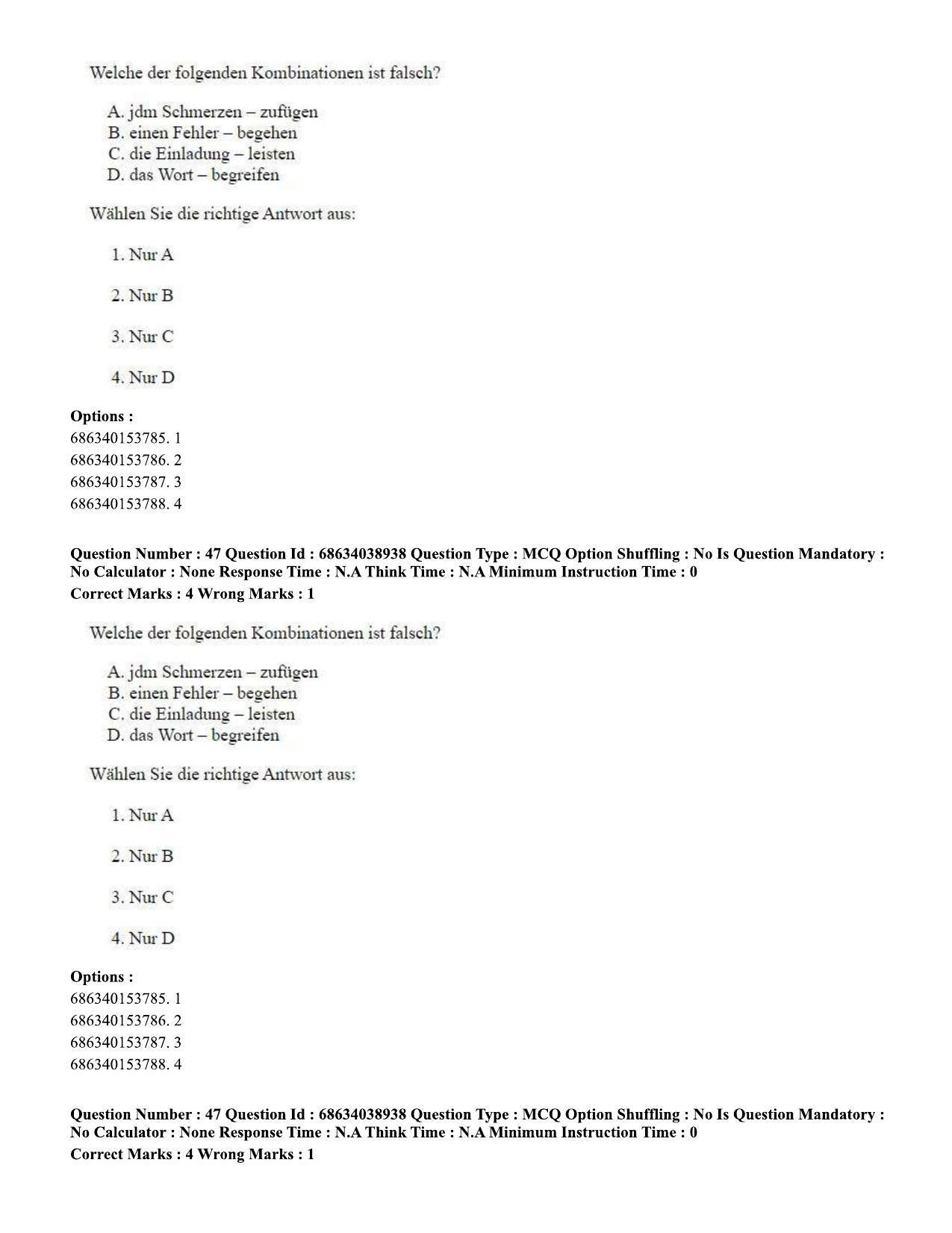 CUET PG 2023: LAQP12 – German (Hin) - Shift 2 (25-06-2023) Question Paper - Page 67