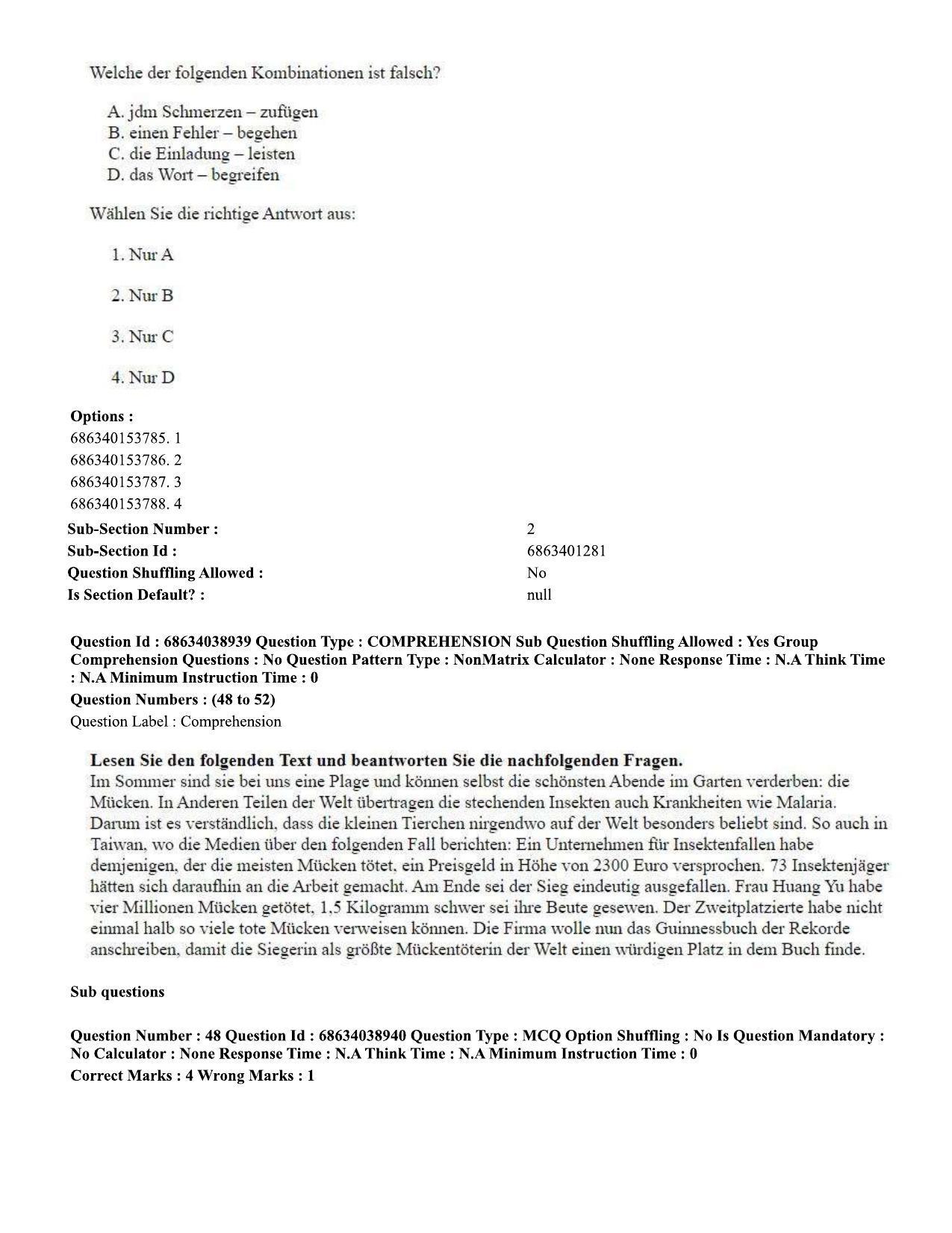 CUET PG 2023: LAQP12 – German (Hin) - Shift 2 (25-06-2023) Question Paper - Page 68