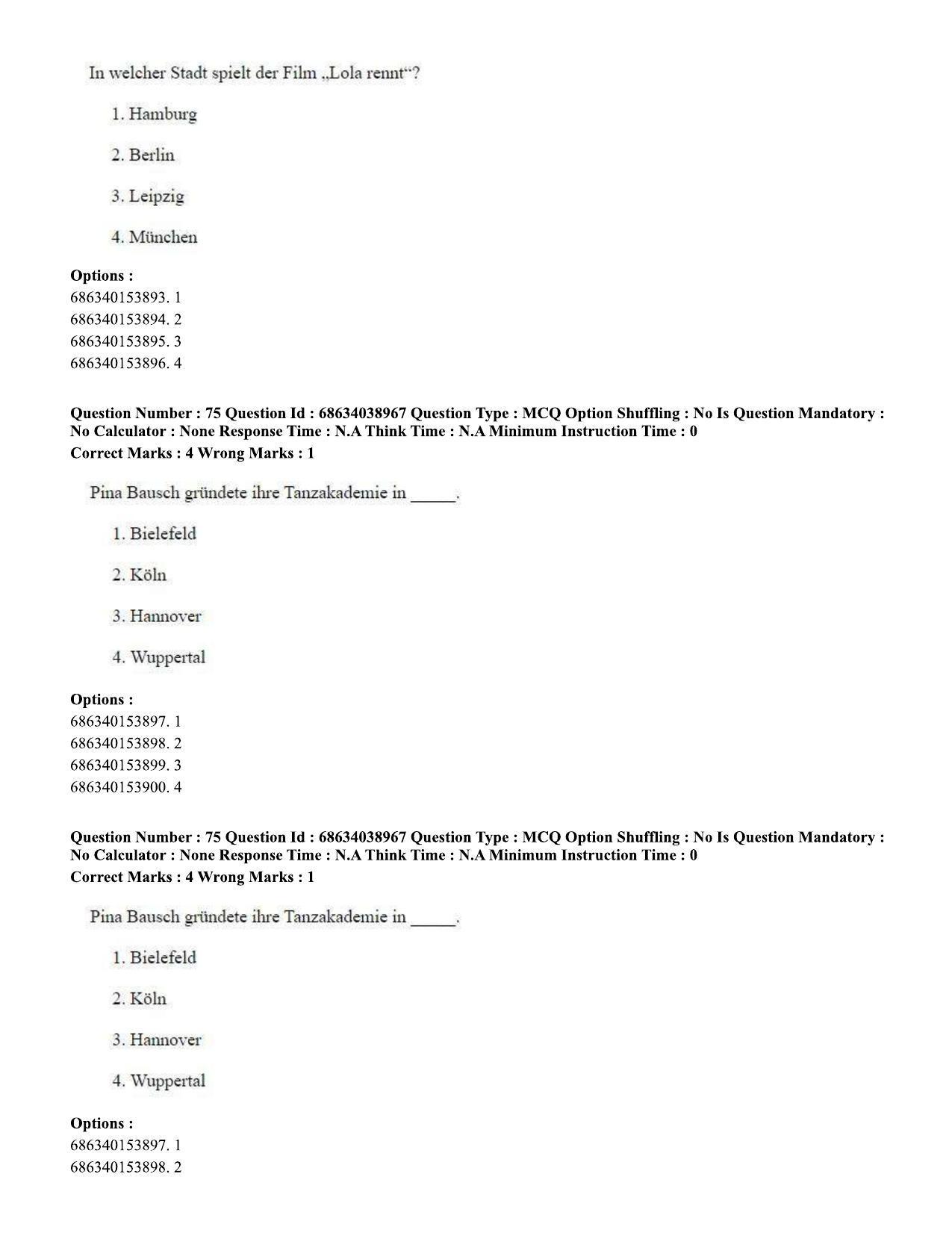 CUET PG 2023: LAQP12 – German (Hin) - Shift 2 (25-06-2023) Question Paper - Page 103