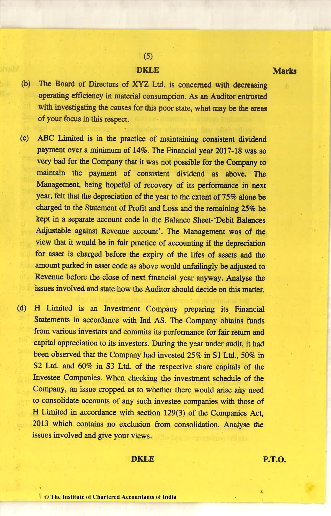 CA Final Nov 2018 Question Paper - Paper 3 – Advanced Auditing and Professional Ethics - Page 5