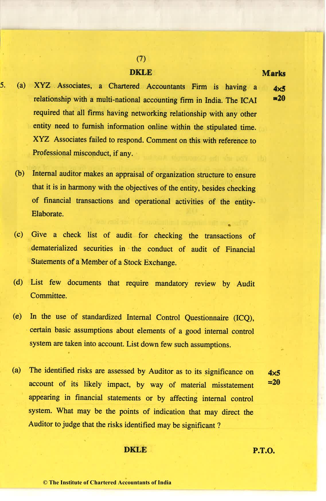 CA Final Nov 2018 Question Paper - Paper 3 – Advanced Auditing and Professional Ethics - Page 7