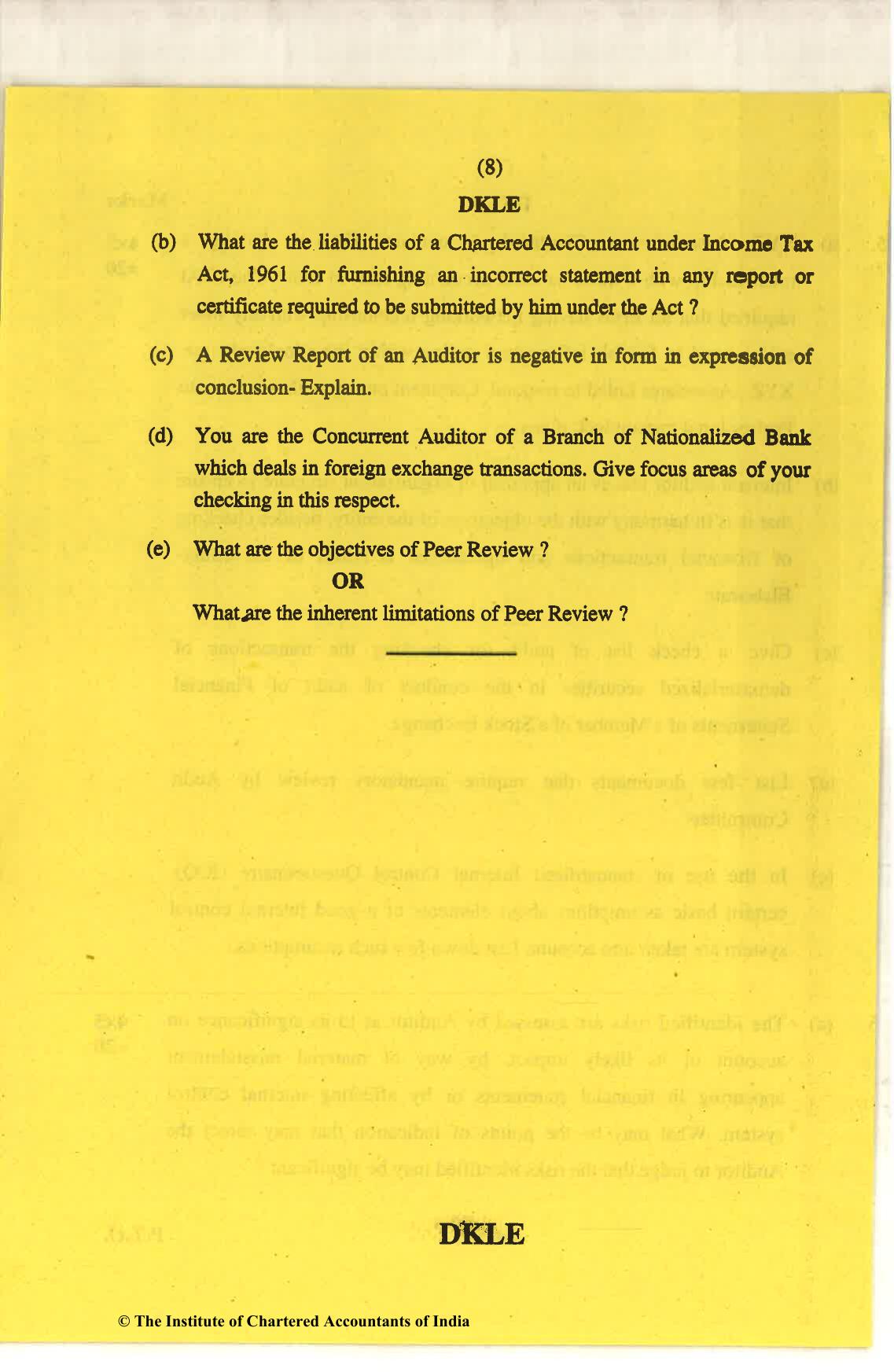 CA Final Nov 2018 Question Paper - Paper 3 – Advanced Auditing and Professional Ethics - Page 8