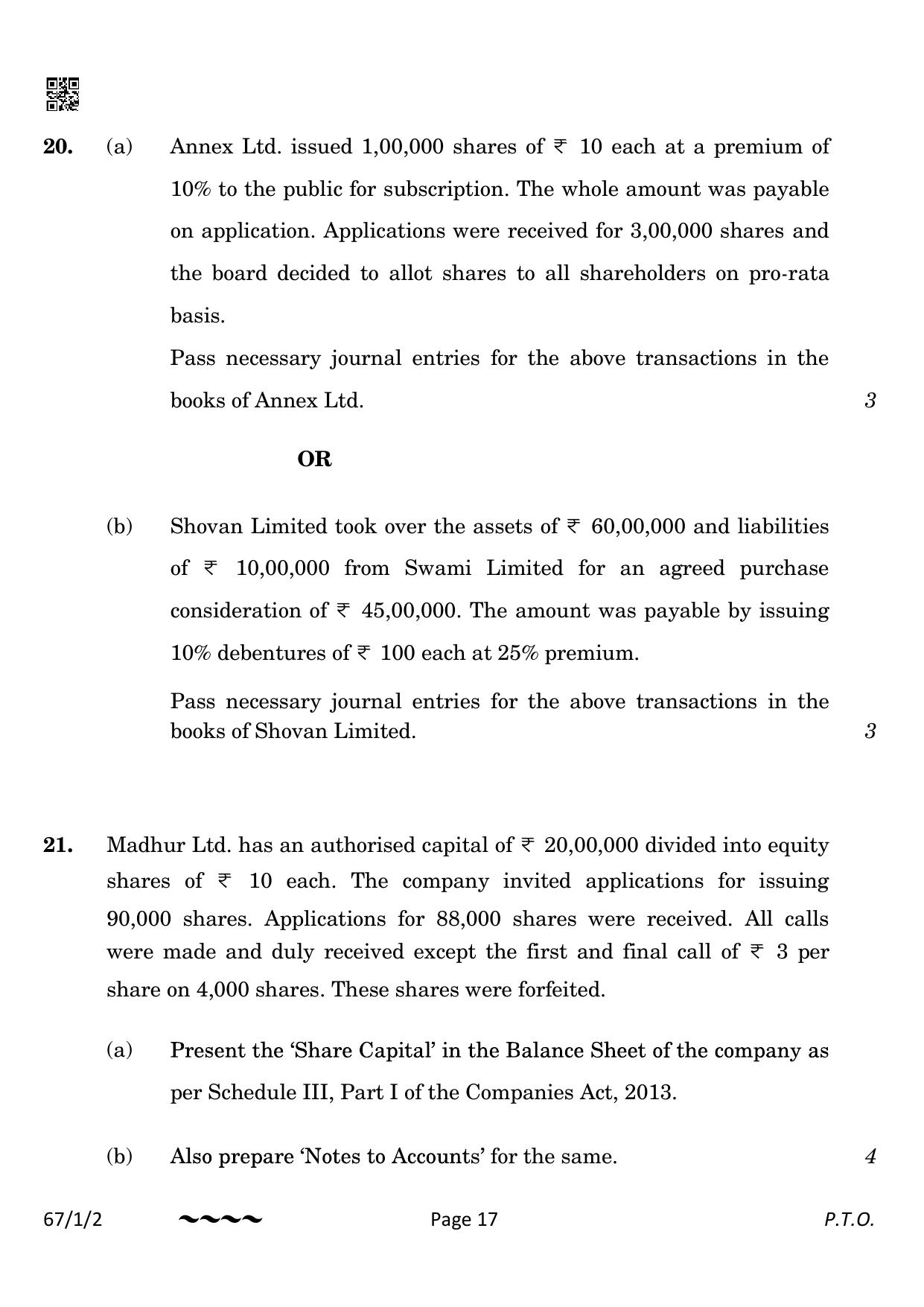 CBSE Class 12 67-1-2 Accountancy 2023 Question Paper - Page 17