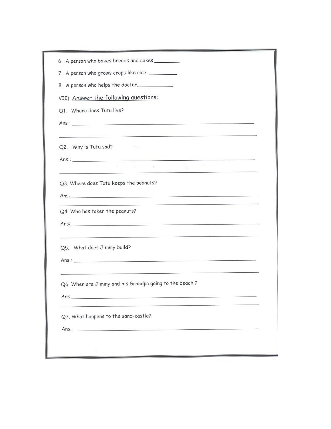 Worksheet for Class 1 English Assignment 73 - Page 3