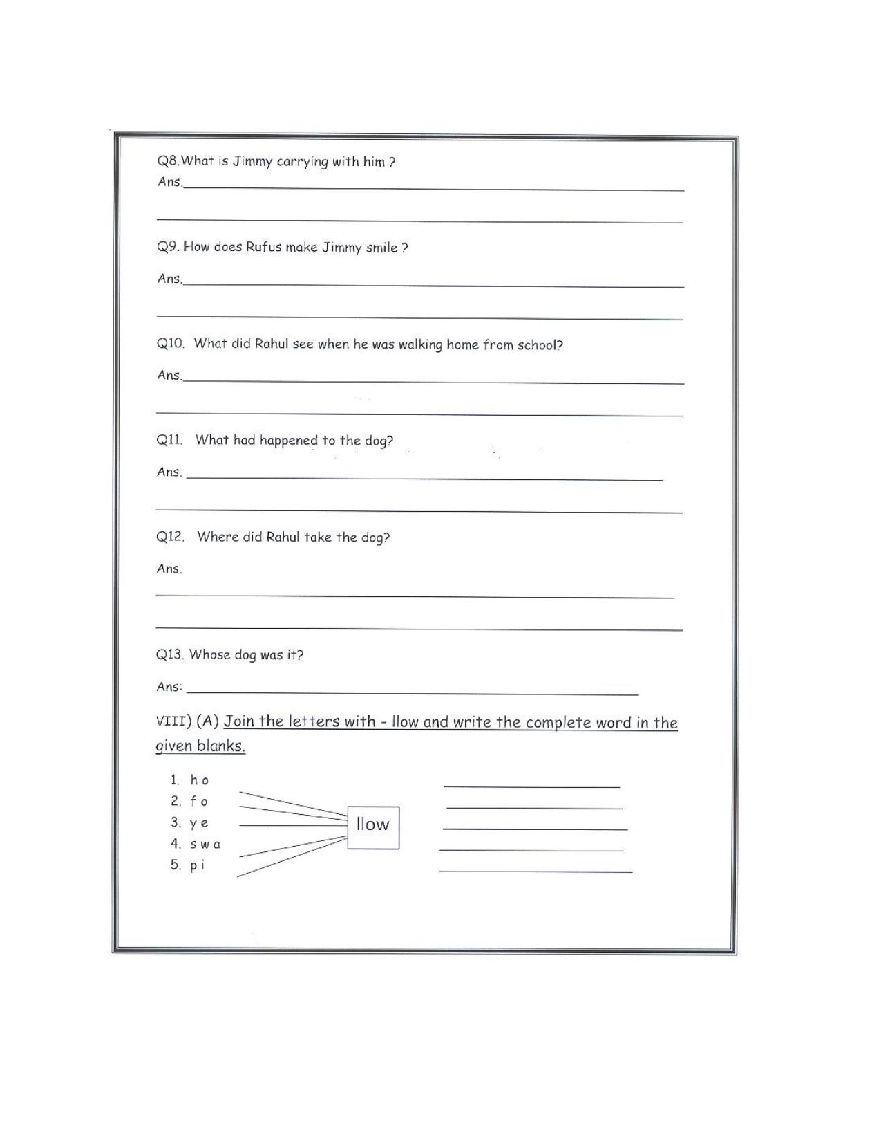 Worksheet for Class 1 English Assignment 73 - Page 4