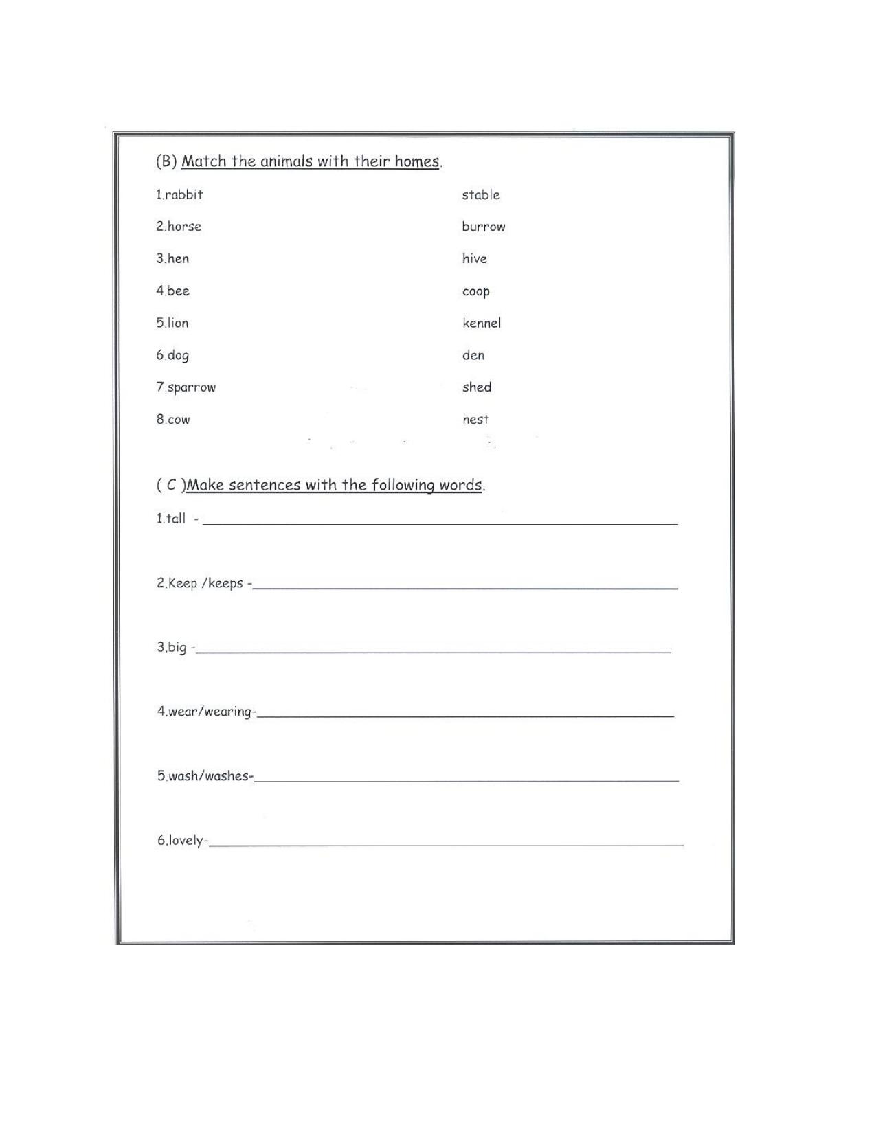Worksheet for Class 1 English Assignment 73 - Page 5