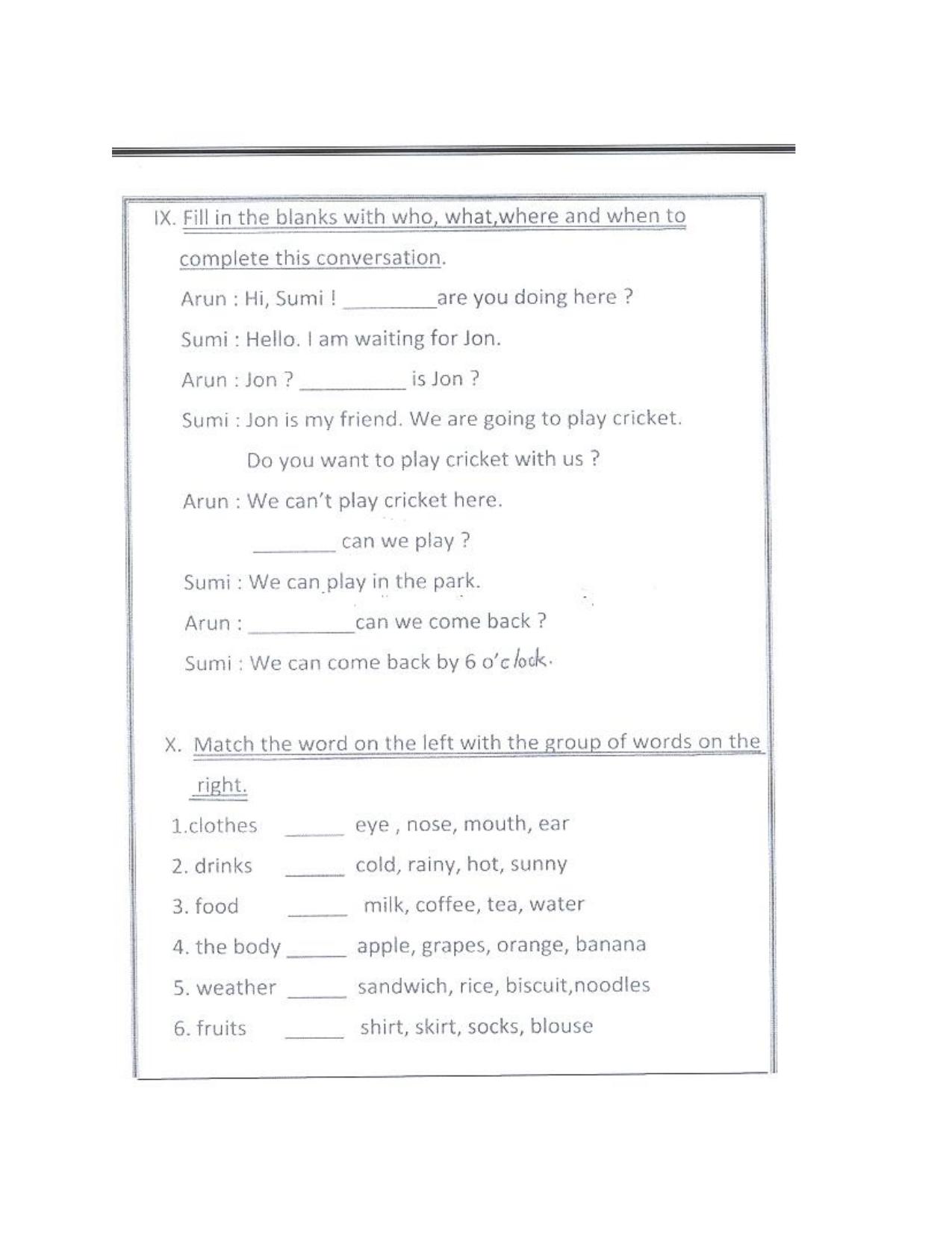 Worksheet for Class 1 English Assignment 73 - Page 6
