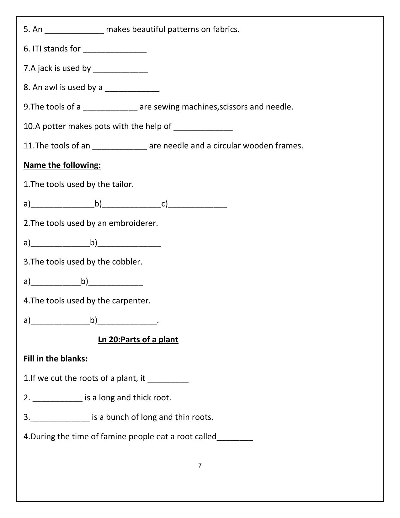 Worksheet for Class 4 Environmental Studies Where do Babies Come From Assignment - Page 7