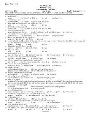 Hemchand North Gujarat University Sample Paper July-Sept 2021:   B ED Sem – III Assessment for Learning Paper Code - 3858