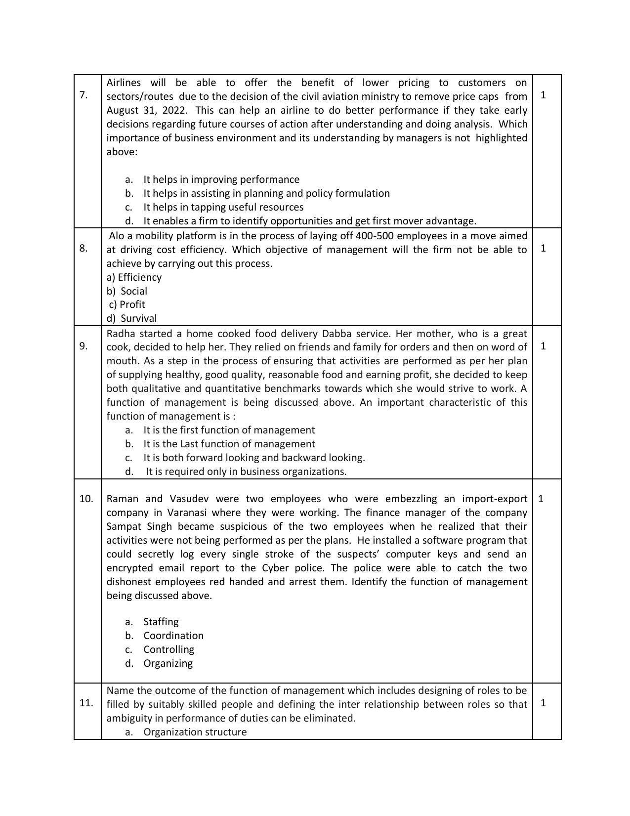 CBSE Class 12 Business Studies Sample Paper 2023 - Page 3