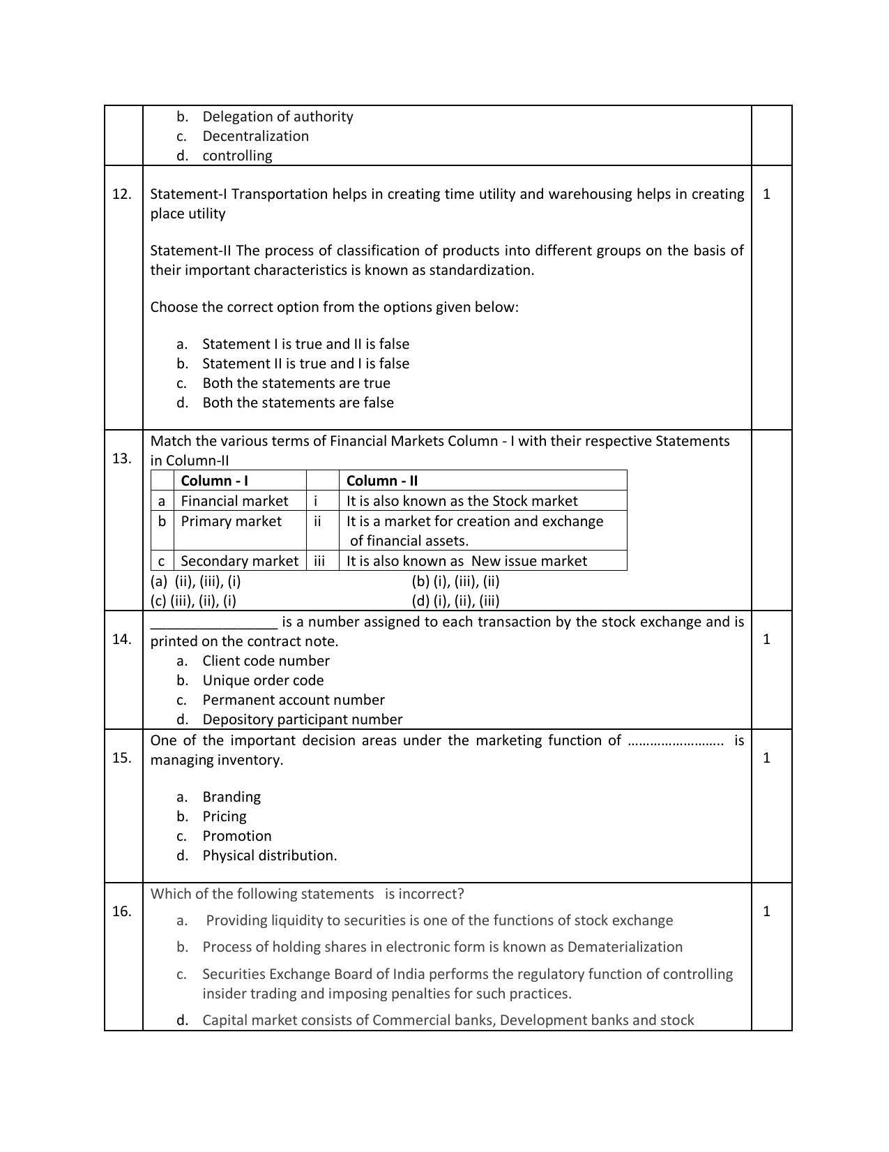 CBSE Class 12 Business Studies Sample Paper 2023 - Page 4
