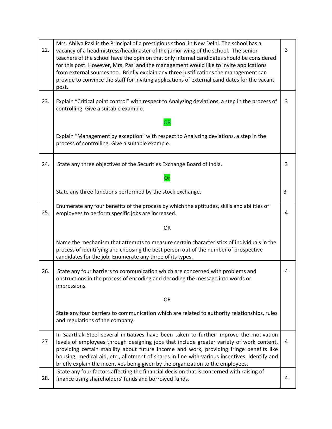 CBSE Class 12 Business Studies Sample Paper 2023 - Page 6