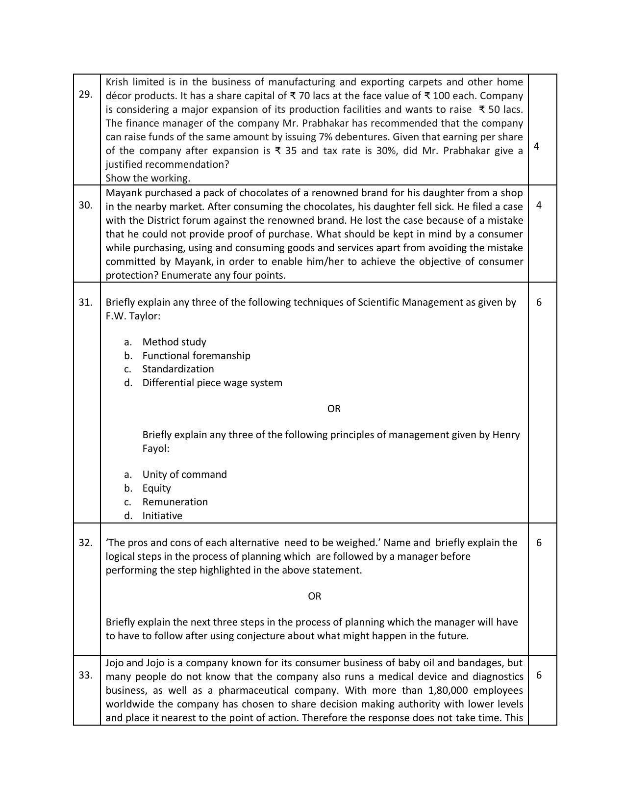 CBSE Class 12 Business Studies Sample Paper 2023 - Page 7