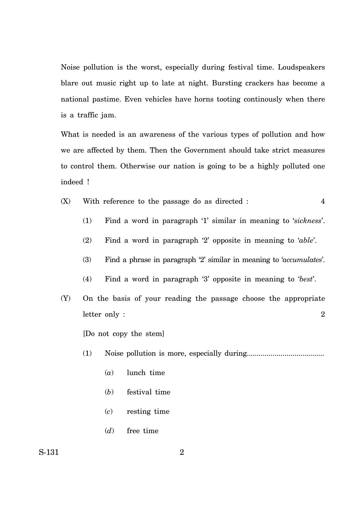 Goa Board Class 10 English 3rd Language  (June 2019) Question Paper - Page 2