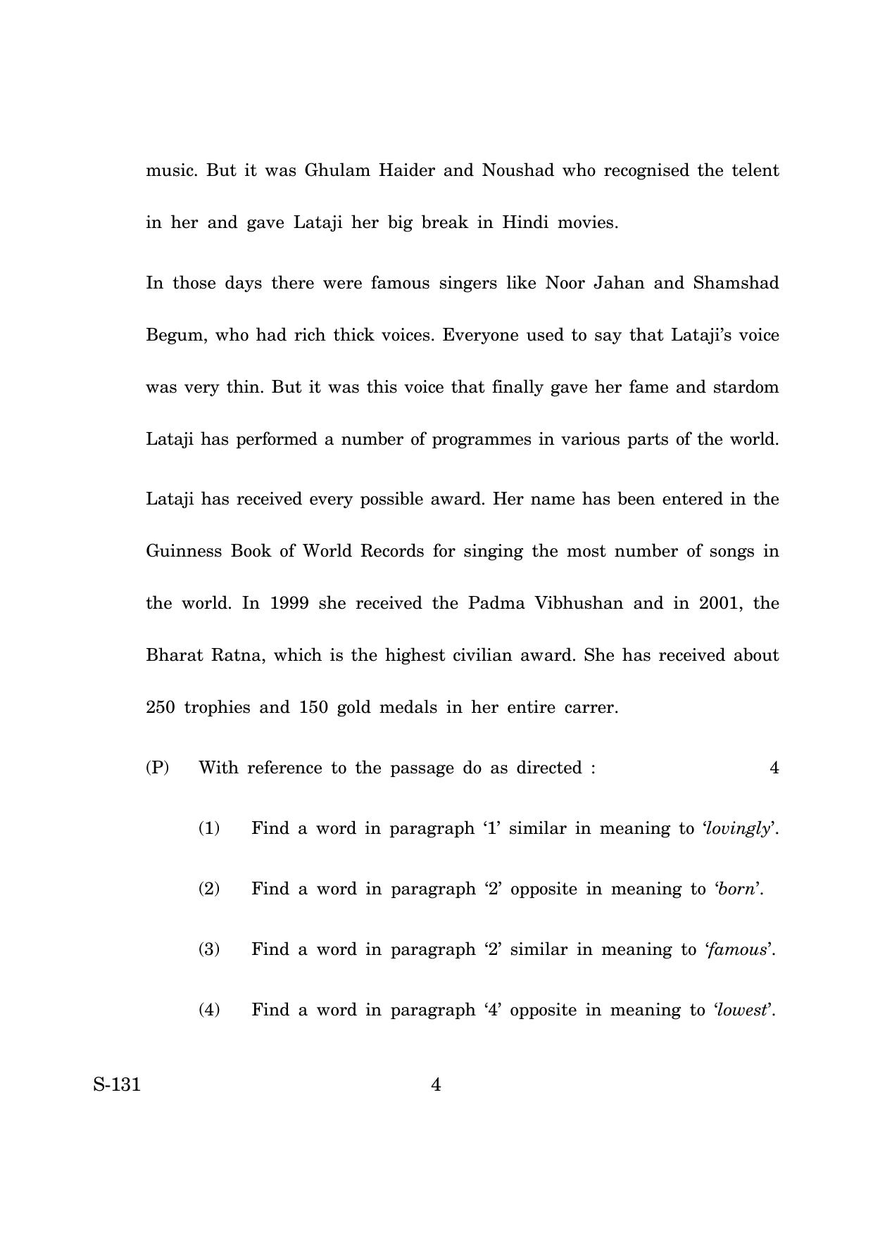 Goa Board Class 10 English 3rd Language  (June 2019) Question Paper - Page 4