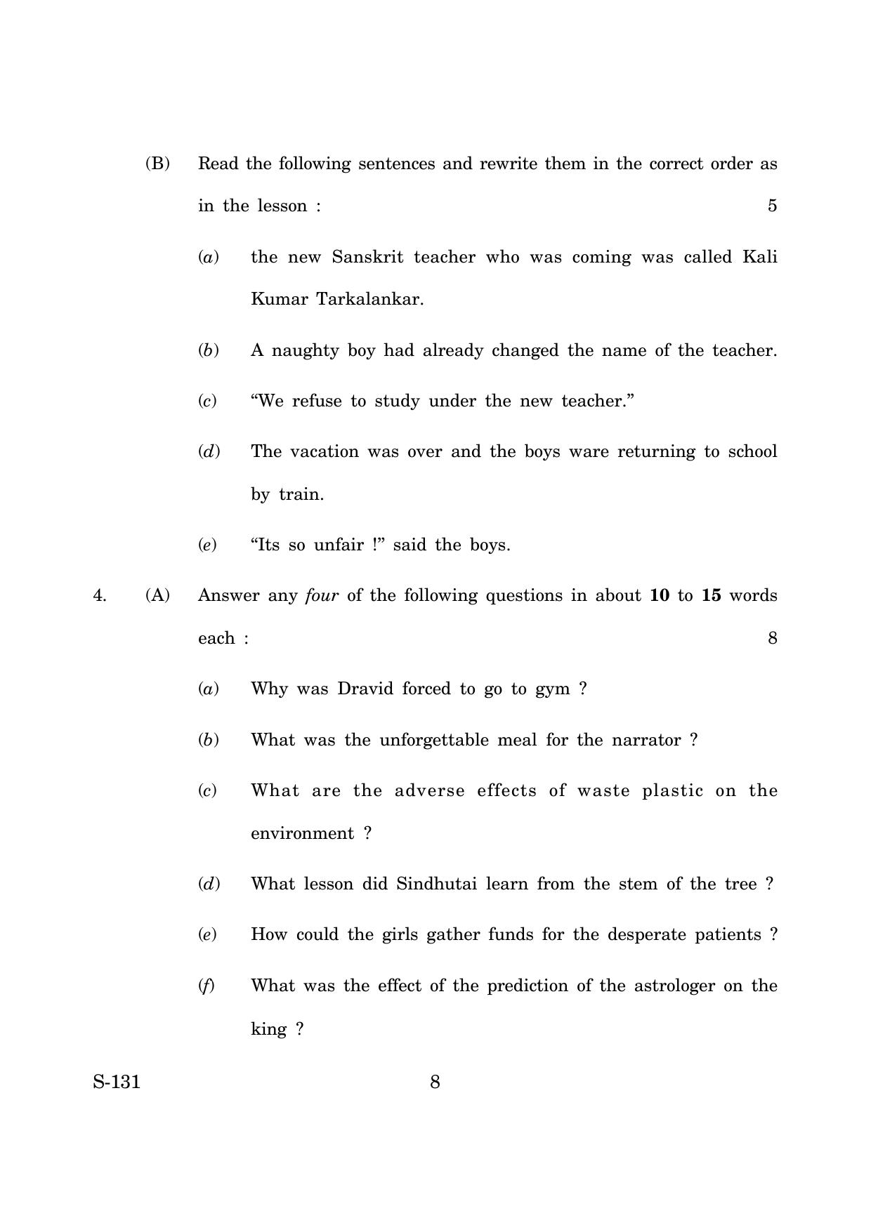 Goa Board Class 10 English 3rd Language  (June 2019) Question Paper - Page 8