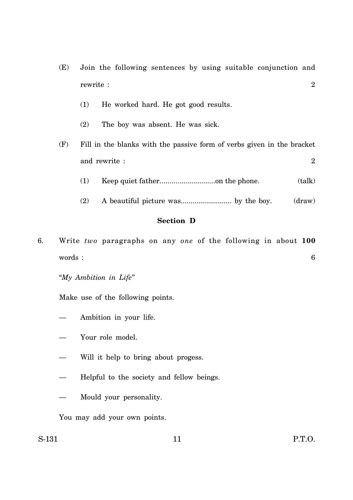 Goa Board Class 10 English 3rd Language  (June 2019) Question Paper - Page 11