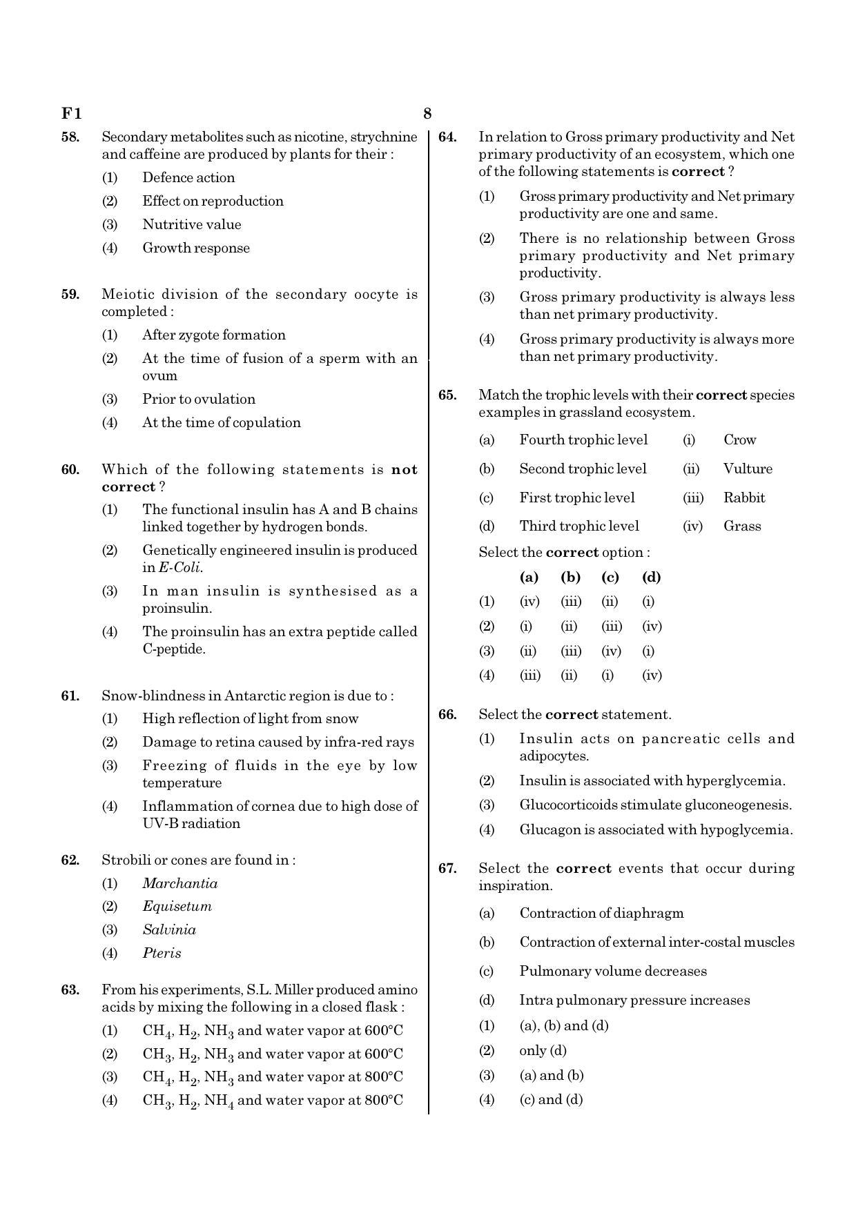 NEET F1 2020 Question Paper - Page 8