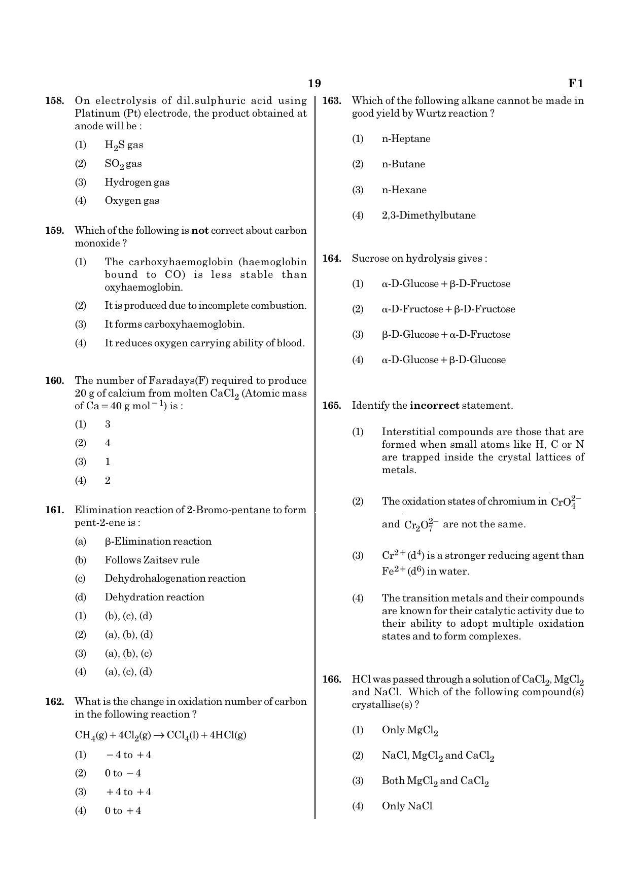 NEET F1 2020 Question Paper - Page 19