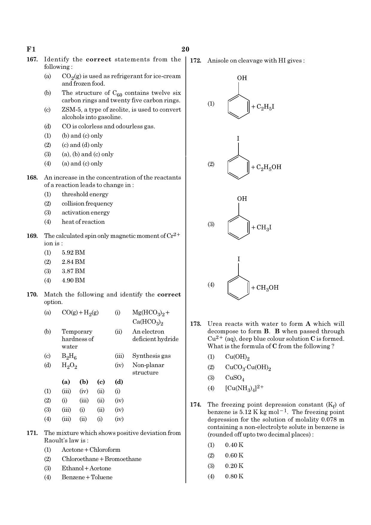 NEET F1 2020 Question Paper - Page 20