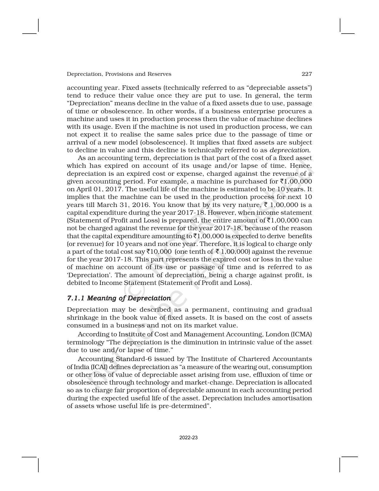 NCERT Book for Class 11 Accountancy (Part-I) Chapter 7 Depreciation, Provisions, and Reserves - Page 2