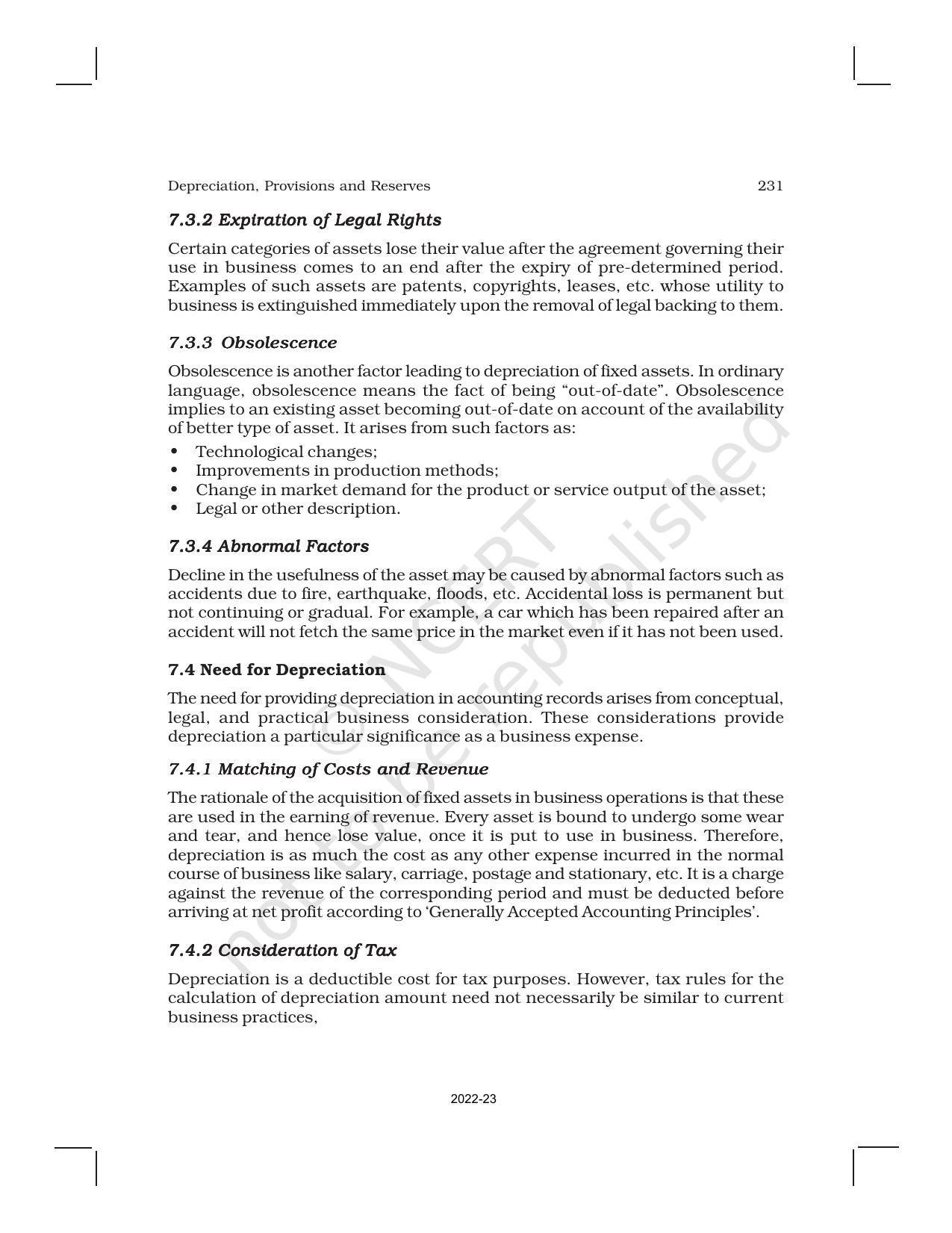 NCERT Book for Class 11 Accountancy (Part-I) Chapter 7 Depreciation, Provisions, and Reserves - Page 6
