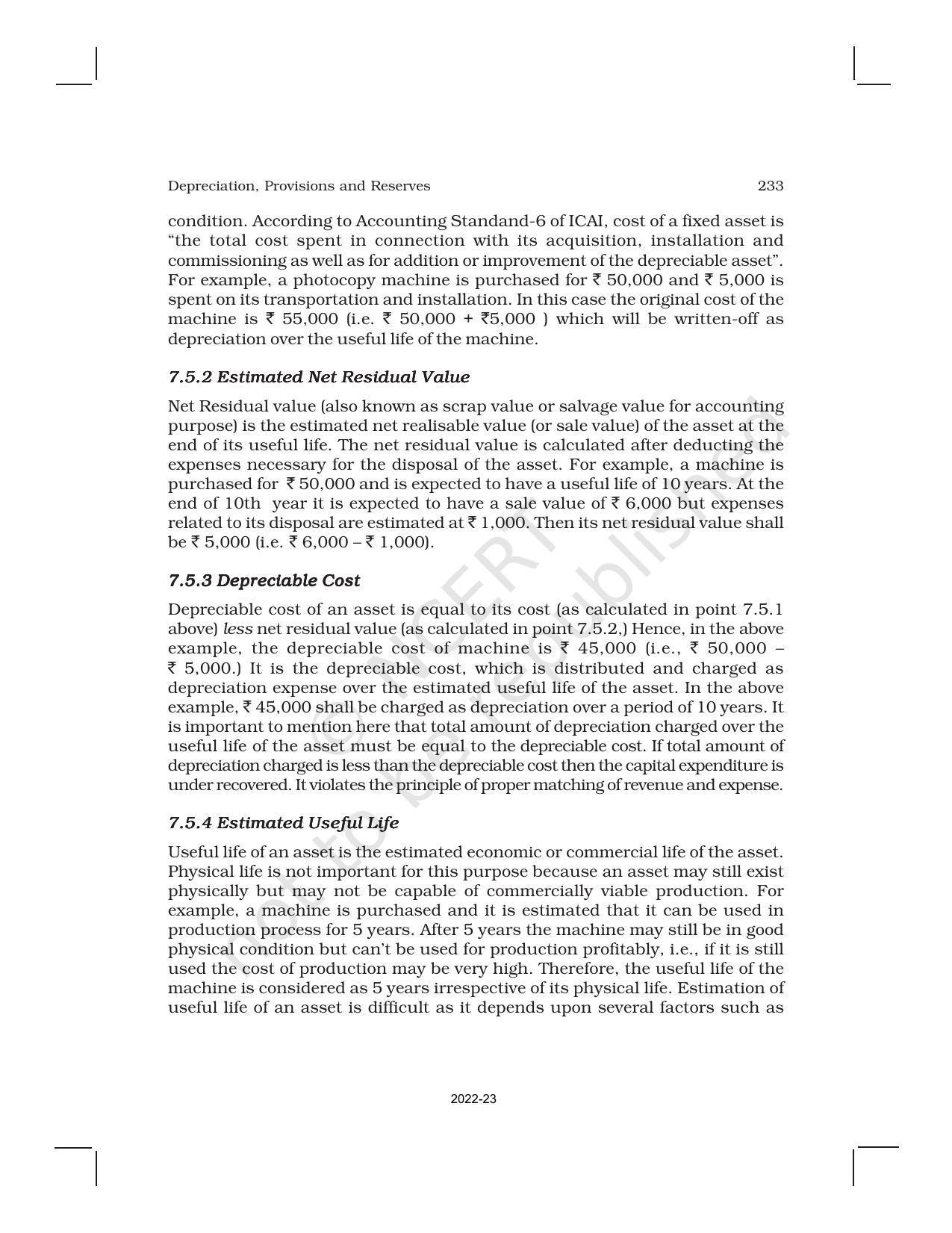 NCERT Book for Class 11 Accountancy (Part-I) Chapter 7 Depreciation, Provisions, and Reserves - Page 8