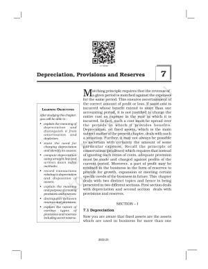 NCERT Book for Class 11 Accountancy (Part-I) Chapter 7 Depreciation, Provisions, and Reserves