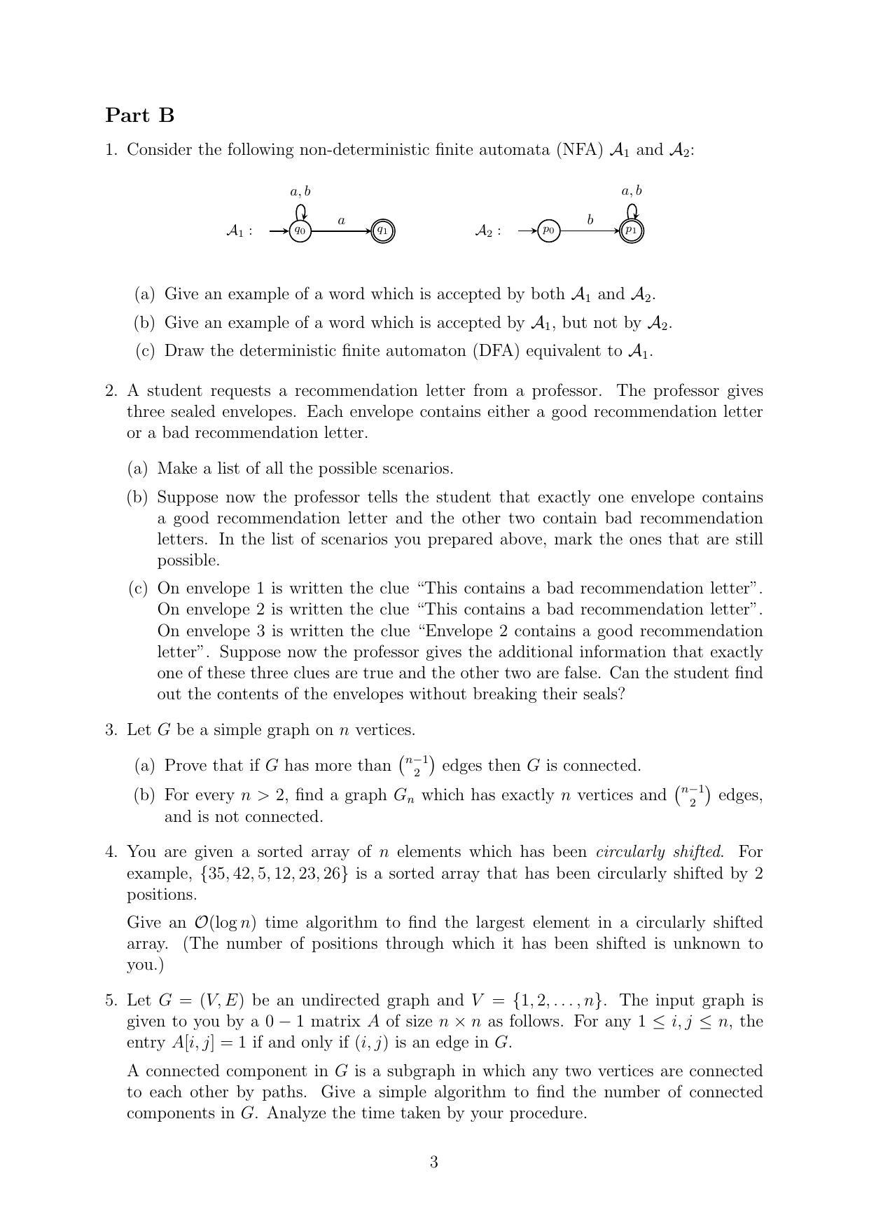 CMI Entrance Exam 2018 Question Paper MSc/PhD Computer Science - Page 3