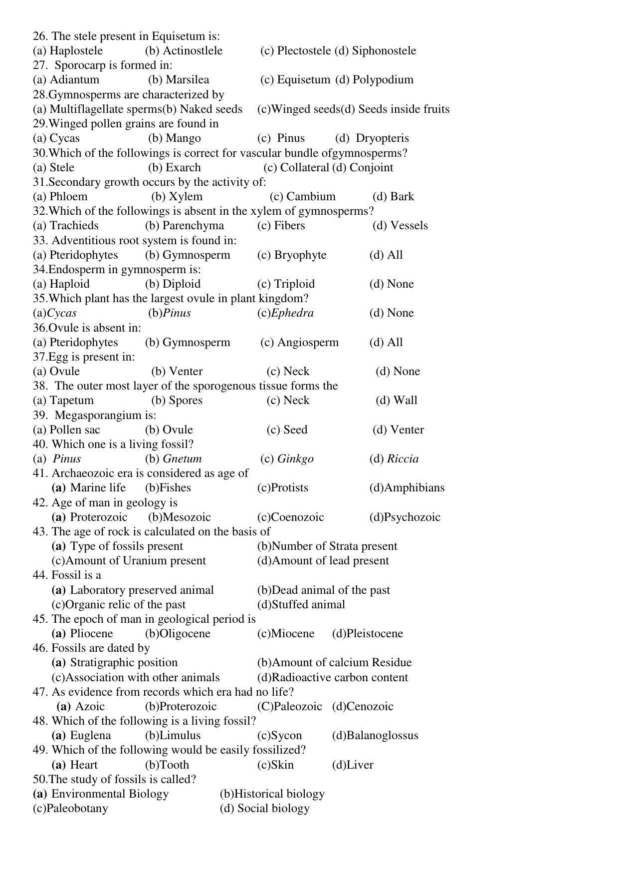 Hemchand North Gujarat University Sample Paper July-Sept 2021: M SC Sem -III BOT - CC - 304 Plant Diversity-II And Fossils Paper Code - 6104 (New Course) - Page 2