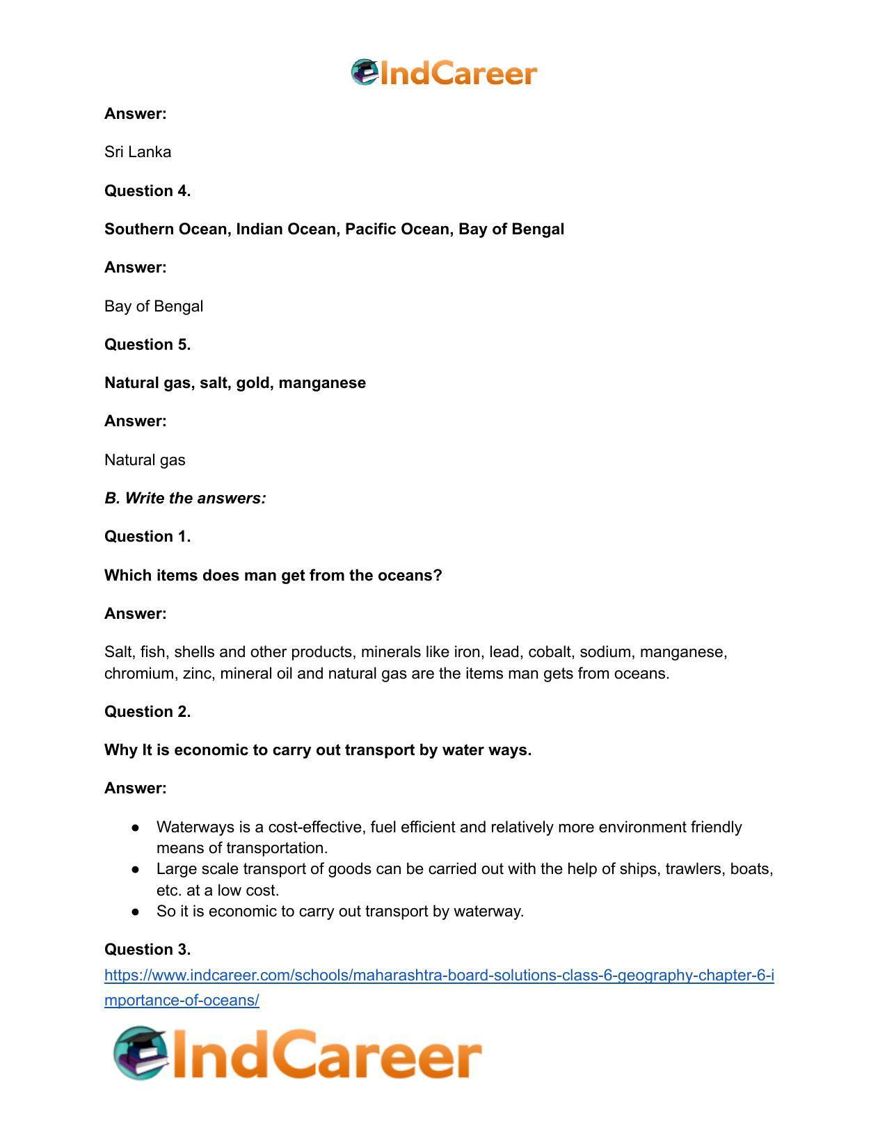 Maharashtra Board Solutions Class 6-Geography: Chapter 6- Importance of Oceans - Page 3