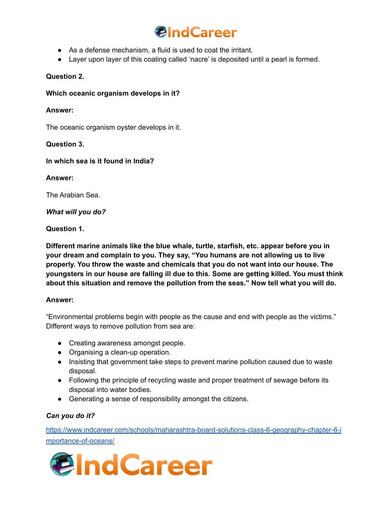 Maharashtra Board Solutions Class 6-Geography: Chapter 6- Importance of Oceans - Page 6