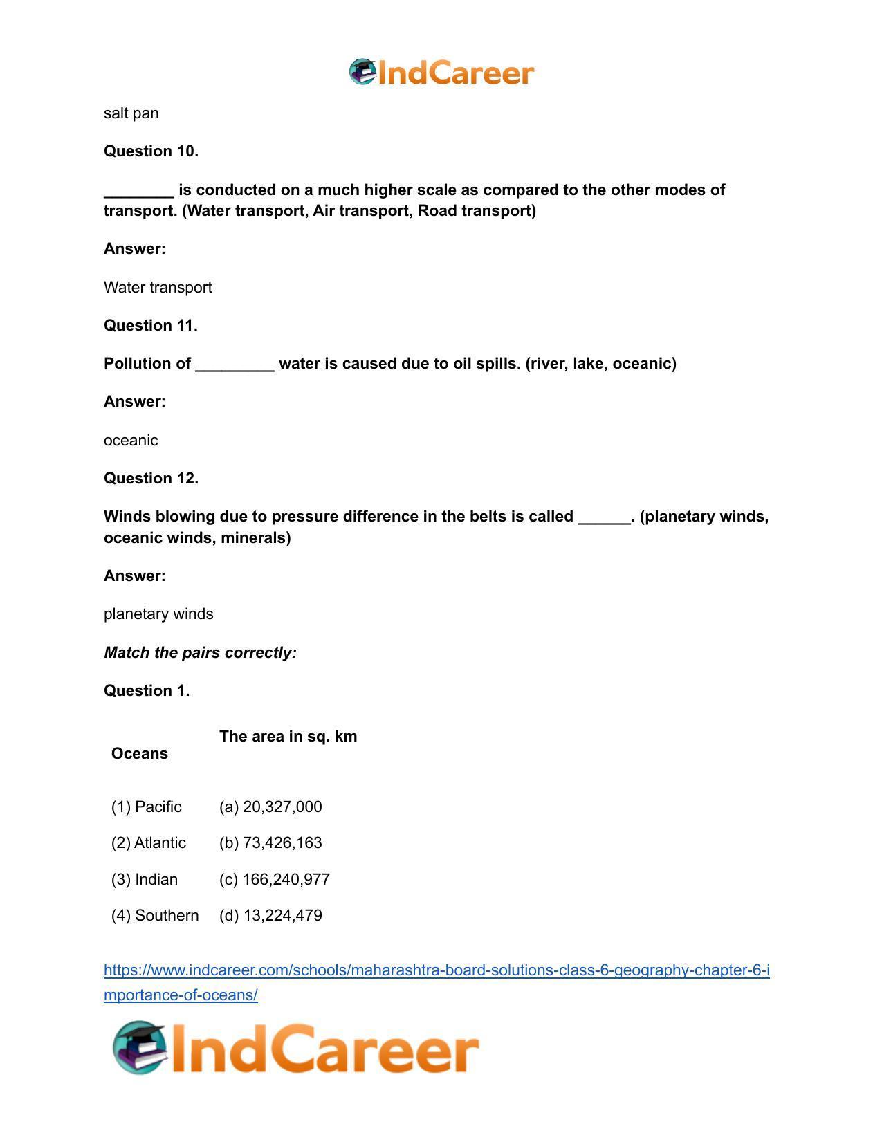 Maharashtra Board Solutions Class 6-Geography: Chapter 6- Importance of Oceans - Page 11
