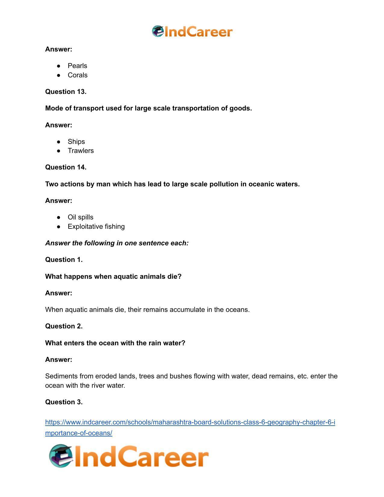 Maharashtra Board Solutions Class 6-Geography: Chapter 6- Importance of Oceans - Page 15