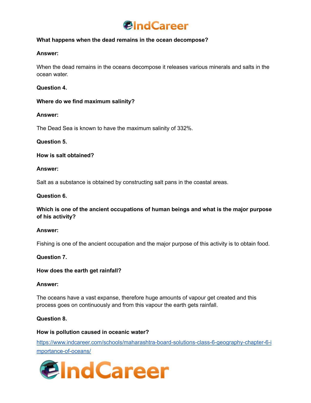 Maharashtra Board Solutions Class 6-Geography: Chapter 6- Importance of Oceans - Page 16