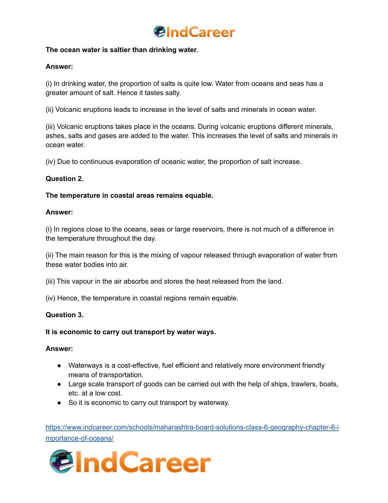 Maharashtra Board Solutions Class 6-Geography: Chapter 6- Importance of Oceans - Page 18