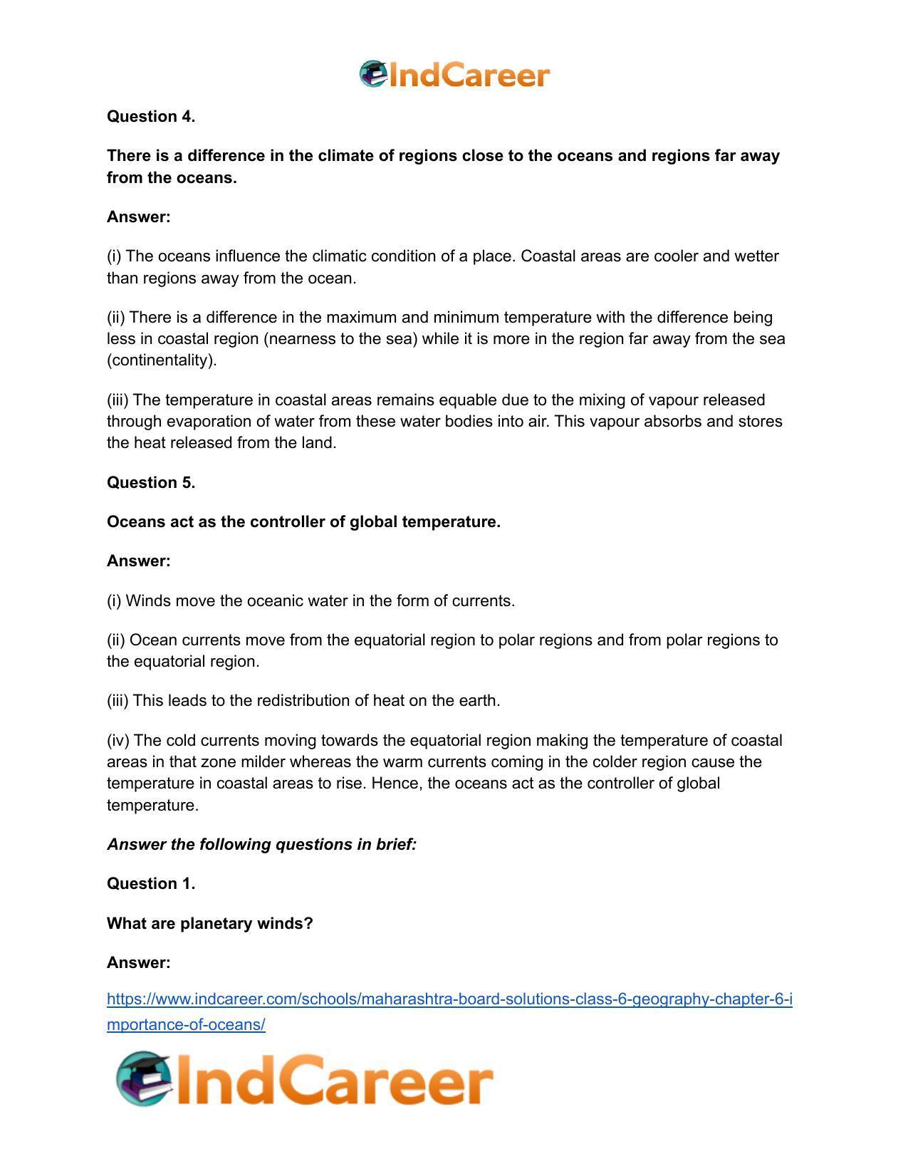 Maharashtra Board Solutions Class 6-Geography: Chapter 6- Importance of Oceans - Page 19