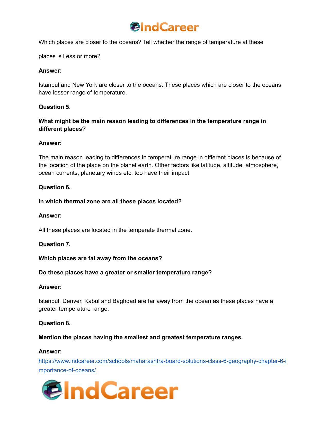 Maharashtra Board Solutions Class 6-Geography: Chapter 6- Importance of Oceans - Page 22