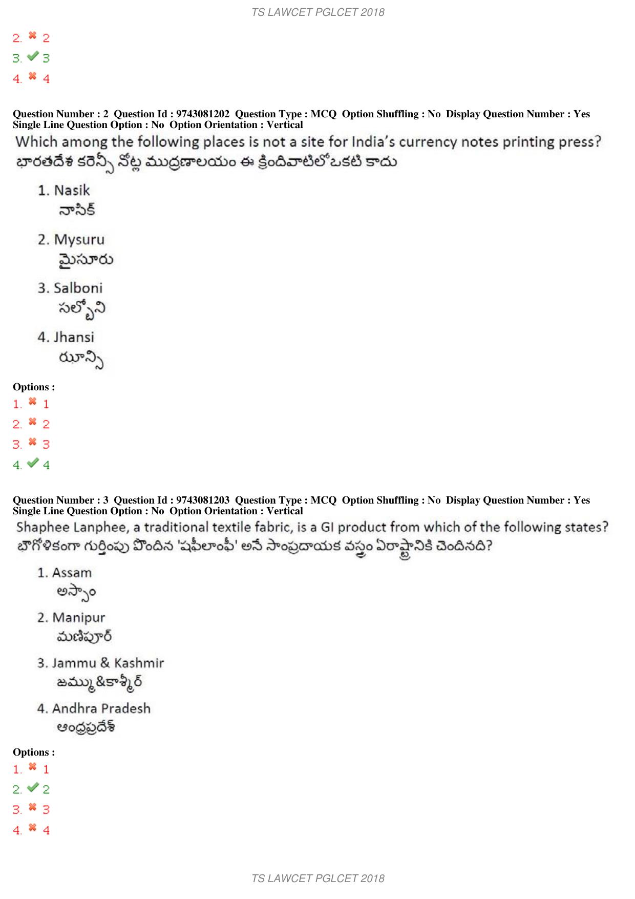 TS LAWCET 3 Year 2018 Question Paper - Page 2