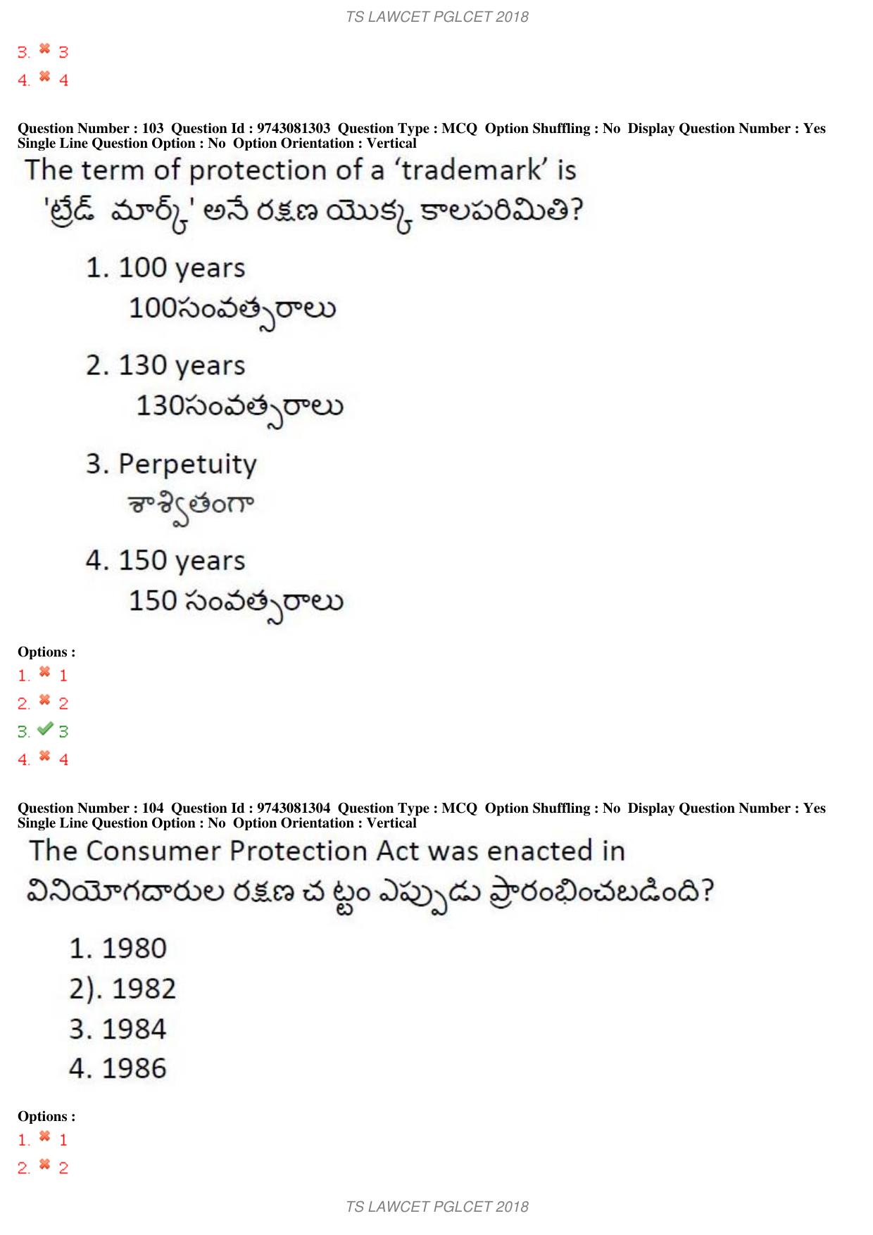 TS LAWCET 3 Year 2018 Question Paper - Page 64
