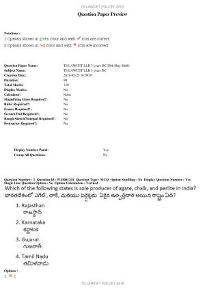 TS LAWCET 3 Year 2018 Question Paper