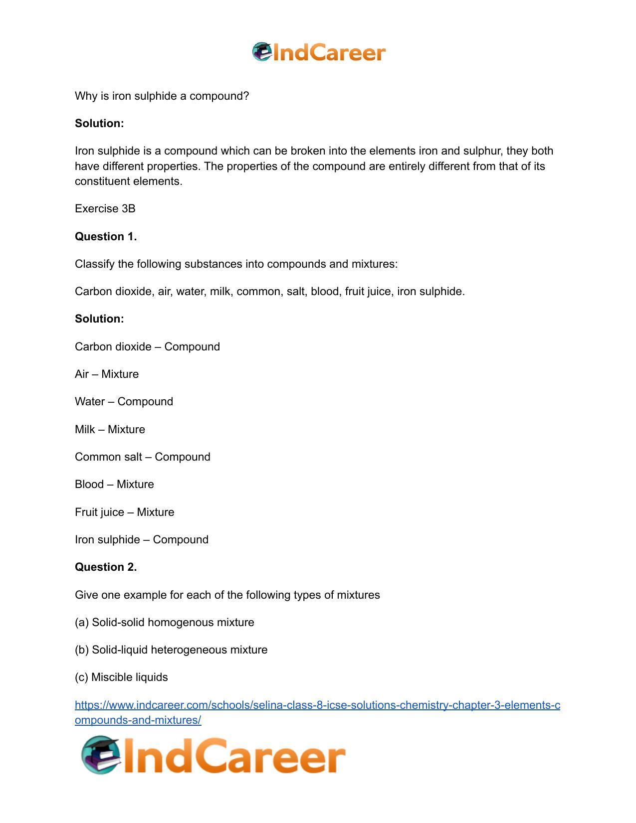 Selina Class 8 ICSE Solutions Chemistry : Chapter 3- Elements, Compounds and Mixtures - Page 6