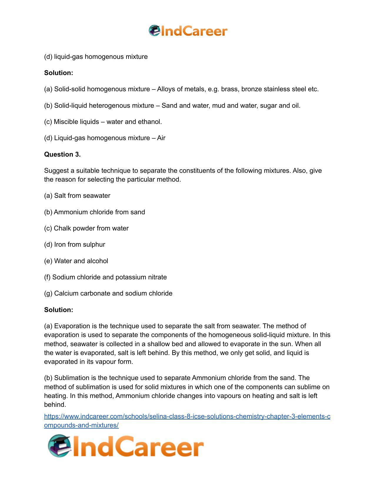 Selina Class 8 ICSE Solutions Chemistry : Chapter 3- Elements, Compounds and Mixtures - Page 7