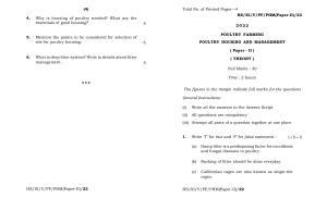 Meghalaya Board (MBOSE) Class 11 Poultry Housing and Management (theory) 2022 Question Paper