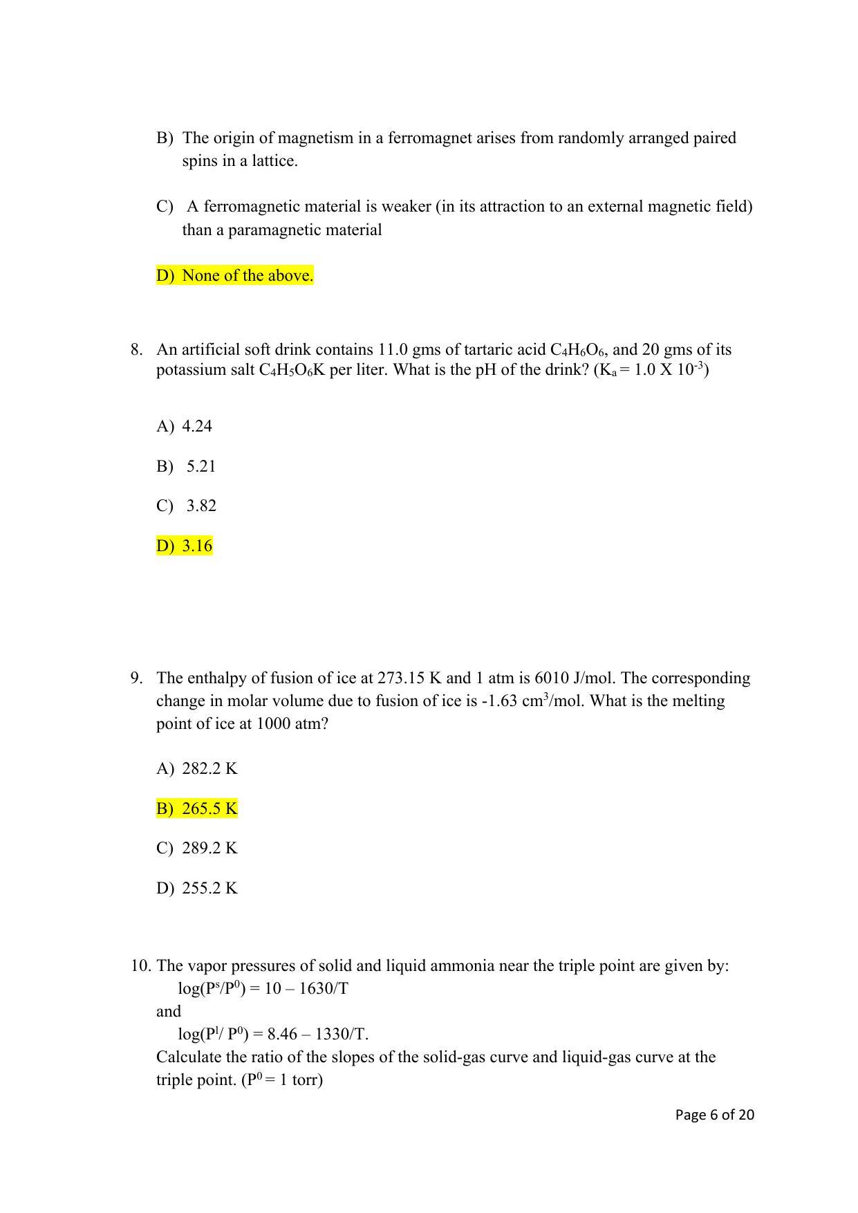 TIFR GS 2022 Chemistry Question Paper - Page 6