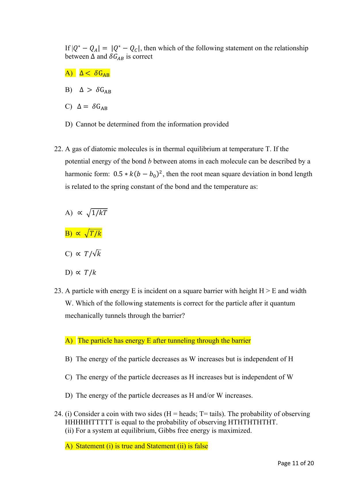 TIFR GS 2022 Chemistry Question Paper - Page 11