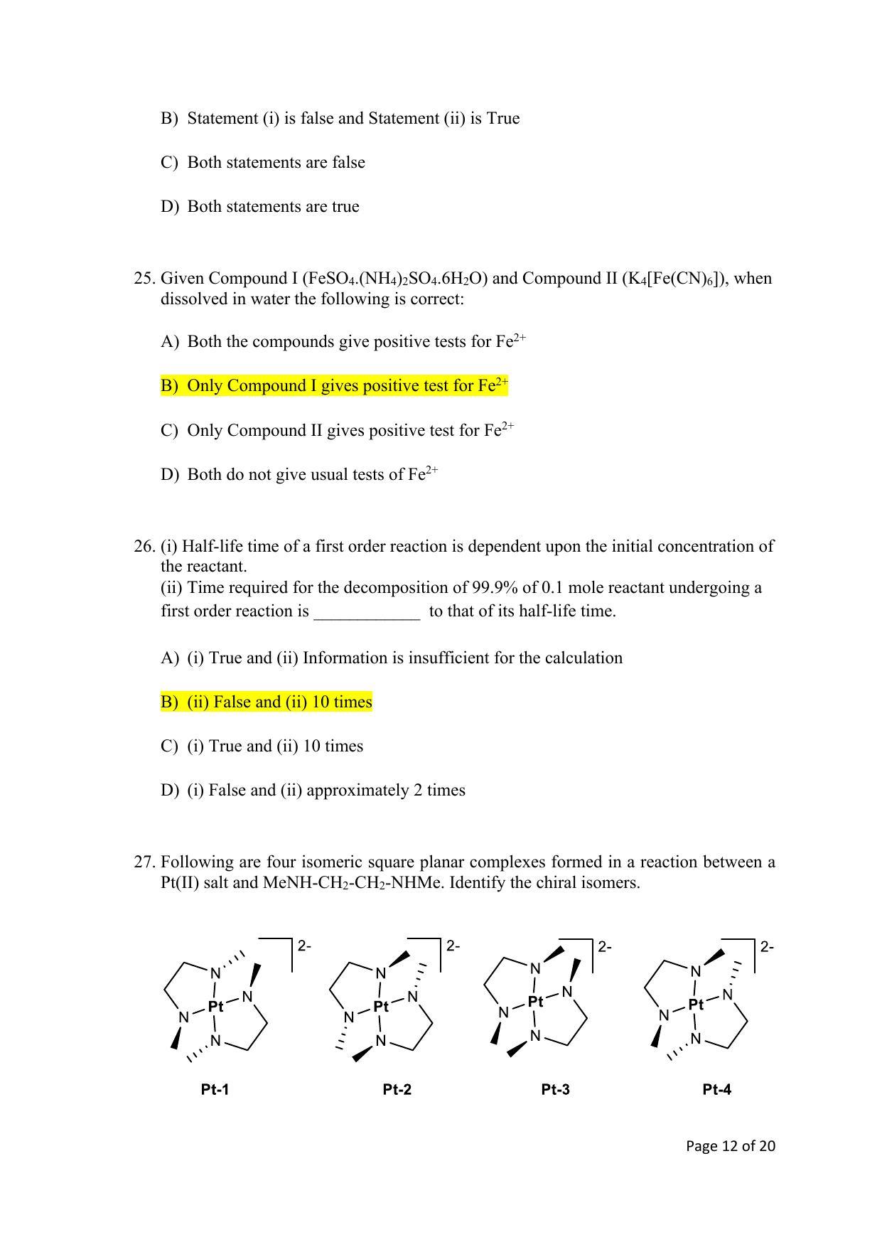 TIFR GS 2022 Chemistry Question Paper - Page 12