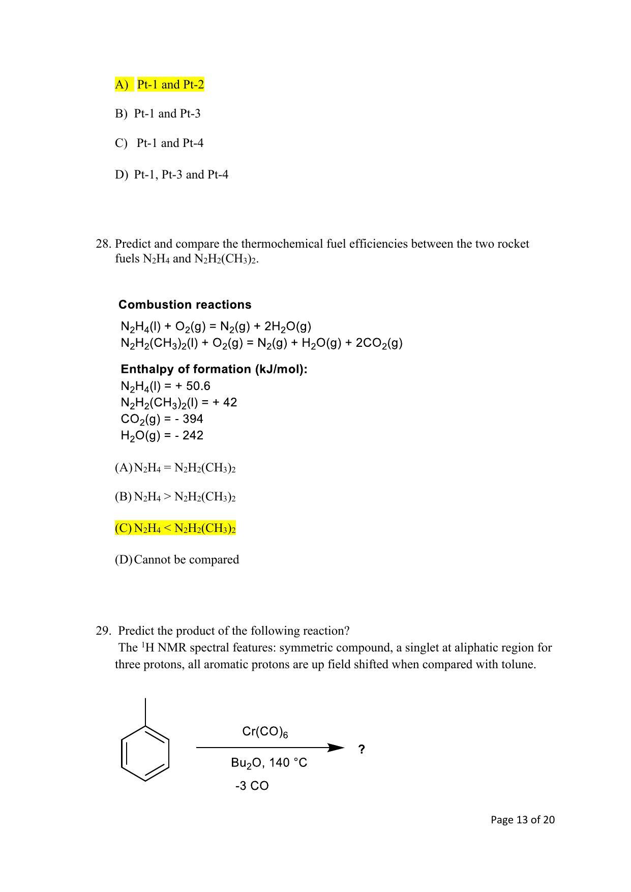 TIFR GS 2022 Chemistry Question Paper - Page 13